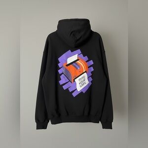Men’s Printed Extra Thick Black Hoodie